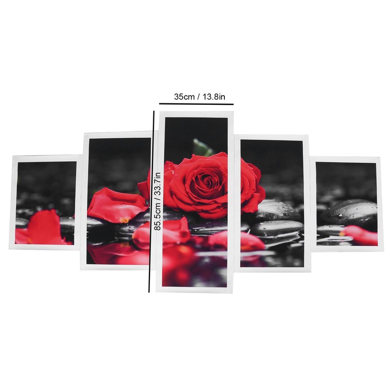 5Pcs Wall Art Painting Set Romantic Red Rose Frameless Painting