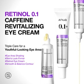 Anua Retinol 0.1 Caffeine Revitalizing Eye Cream, Under Eye Cream For Hydration, Glow Up Eye Contour, Niacinamide, Retinol For Face, Night Cream For Eye Care, Korean Skin Care (30g/1.05oz)