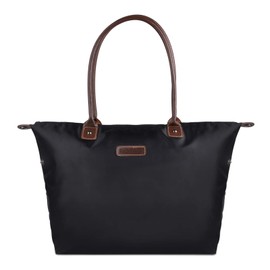 NOTAG Tote Bag, Stylish Waterproof Nylon Tote Handbag Ladies Tote Shopping Bag for Travel Beach (Black)