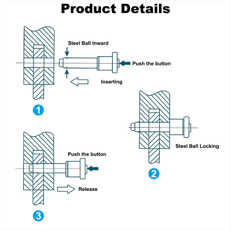 PATIKIL T Handle Lock Pins 1/4 x 3.15" (6 x