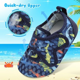 XIHALOOK Toddler Boys Girls Barefoot Swim Water Skin Shoes Aqua Socks for Beach Pool Navy Shark, 7-8 Toddler