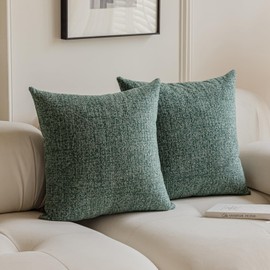 Colormz Set of 2 Aqua Colored Cute Textured Throw Pillow Covers, Cozy Boho Accent Pillow Cases for Sofa Couch Bed and Living Room - 18"x18"