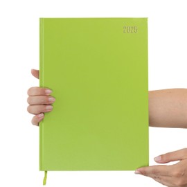 2025 A4 A5 Day to Page Diary Full Year Planner Desk Hardback Academic Organiser for Home Office School (A4 Page a Day, Lime)