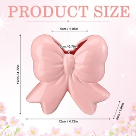 Coquette Vase Bow Ceramic Vase Pen Holder Makeup Brush Holder Contemporary Design Decorative Women Gifts for Home Office Shelf Table Living Room(Pink,Classic)