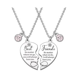 BOHJPIS 2 Pcs Gifts for Women Friendship Necklace Set Gifts For Birthday Teenage for Christmas Gifts for Women Mum Wife Present (Pink)