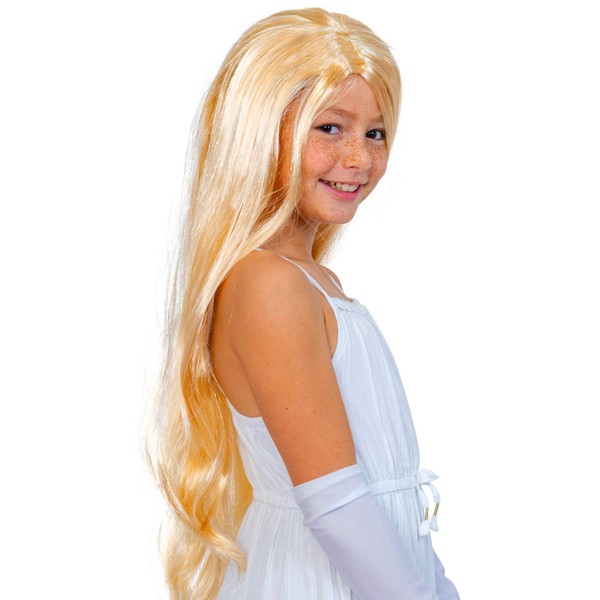 Skeleteen Long Blond Princess Wig - Blonde Kids Pretend Play Costume Accessories Princess Wigs for Children