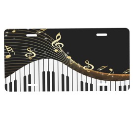 Muishi Art Music Note Decorative License Plate, Vanity Tag, Metal License Plate, Aluminum Novelty License Plate Home Decor for Men/Women/Boy/Girls 6 X 12 Inch (4 Holes)