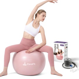 ElaraFit Anti Burst Large Exercise Ball for Yoga Non Slip Pilates Ball with Pump 550 lbs Capacity for Pregnancy, Fitness Size L 23 to 26 inches, About 58 to 65cm (Pink)