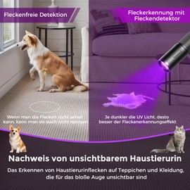 GEARLITE Wiederaufladbar LED UV Schwarzlicht Taschenlampe, Leicht Mini UV Lampe Ultraviolettes Licht mit 395nm Robust Wasserfest für Bernsteinsuche Geocaching Heimtierurindetektoren Unechte Banknoten