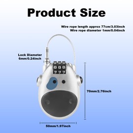 2Pcs Retractable Wire Combination Lock, 3 Digit Cod Anti-Theft Telescopic Wire Lock, 70cm Helmet Password Lock, Retractable Adjustable Cable Lock, Security Password Lock for Bicycles Luggage