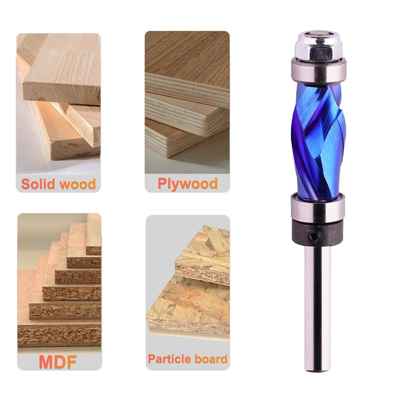Jiiolioa Top & Bottom Bearing Compression Flush Trim Router Bit