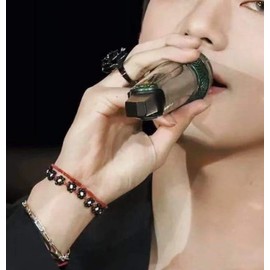 AREUM Beaded Bracelet, Red, Floral Pattern, Stretchy, Tete Worn Motif, Layered Style, Popular Fashion, One Size Fits Most