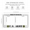 2 Pack Retired License Plate Frames for US Army, Silver
