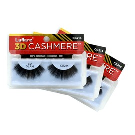 LAFLARE 3D CASHMERE Eyelashes, Natural Look, FRESH, GLAM, WISPY, HOT, Fluffy, Soft, Reusable, Luxurious Handmade Strips False Lashes - 3 PACKS SPECIAL BUNDLE CG (CG214, 3)