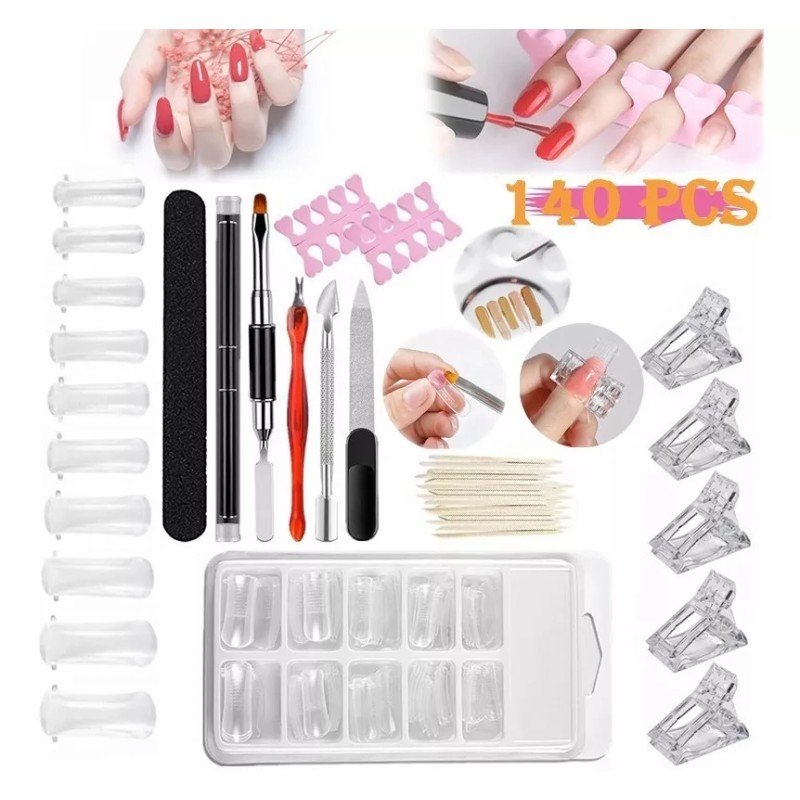 THE9SHOP 140 Accesorios De Uñas Polygel Para Manicura Moldes,tips Set