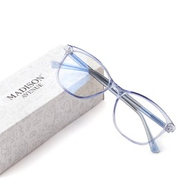 Madison Avenue Blue Light Filter Glasses Women, TR90 Blue Light Glasses, Computer Glasses for Gaming, Metal Hinge Glasses, Blue Light Filter without Prescription, blue