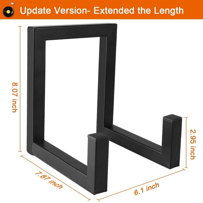Picowe Vinyl Record Storage Holder, Large 8" Black LP Record