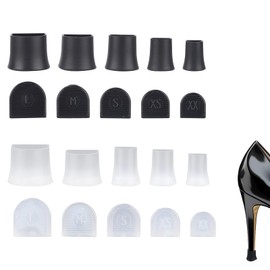 20 Pcs High Heel Protectors, 5 Sizes Stiletto Stoppers & Repair Cap for Shoes Women High Heels Anti-Slip Heel Covers for Outdoor Activities Wetland Grass Gravel (Black, Transparent)