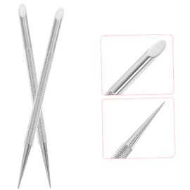 TOVINANNA Stainless Steel Cuticle Pusher Tool - 2Pcs Dual-Ended Nail Art Manicure Pedicure Tools with Ergonomic Grip for Precise Cuticle Care and Polish Removal