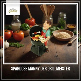 Kremers Schatzkiste Manny the Grillmeister Money Box 16 cm Poly Colourful Piggy Bank BBQ Chef