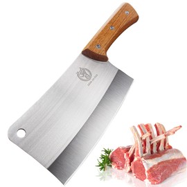 ZENG JIA DAO Meat Cleaver - 7'' Heavy Duty Butcher Knife Meat Chopper Bone Cutting Knife - High Carbon German Stainless Steel - Pearwood Handle for Home Kitchen and Restaurant 2025 Gifts