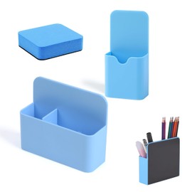 HXSYKJDM Pack of 2 Magnetic Pen Holder, Magnetic Pen Holder, 2 Size Magnetic Storage Box with Whiteboard Sponge, Magnetic for Office, School, Fridge