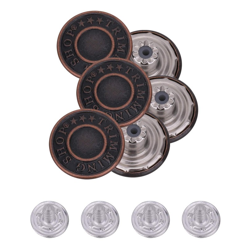 Trimming Shop 17mm Brass Jeans Button, Durable Tack Fastener Buttons