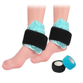 JRJRN Pack of 2 Ankle Cooling Pads, Ankle Gel Cooling Pads, Cooling Cuff Knee, Reusable Hot Cold Therapy Gel, Cooling Cuff Foot for Foot Injuries, Ankle Swelling, Sprains