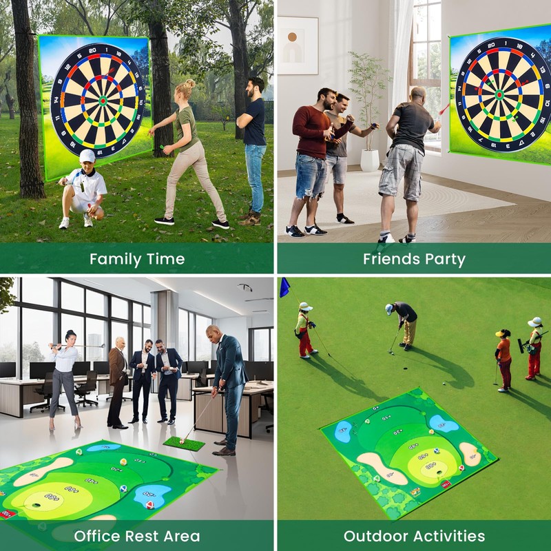 LYDARZ 70"x70" Battle Golf Game Set Chipping Game Practice Mat