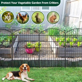 LUCKPRO No Dig Dog Fence Outdoor for Yard: Heavy Duty Garden Fence Animal Barrier 10 Panels Metal Fencing Panels 32IN H x 23.6IN W with Ground Stakes for Dog Containment, Backyard Safety