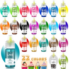 Limino Gel Food Coloring - 22 Vivid Colors Gel Food Coloring Set for Baking, Cake Decorating, Cookie, Fondant, Macaron - Tasteless Concentrated Edible Food Color Dye for Icing, Drinks, Crafts - 6ml Bottles