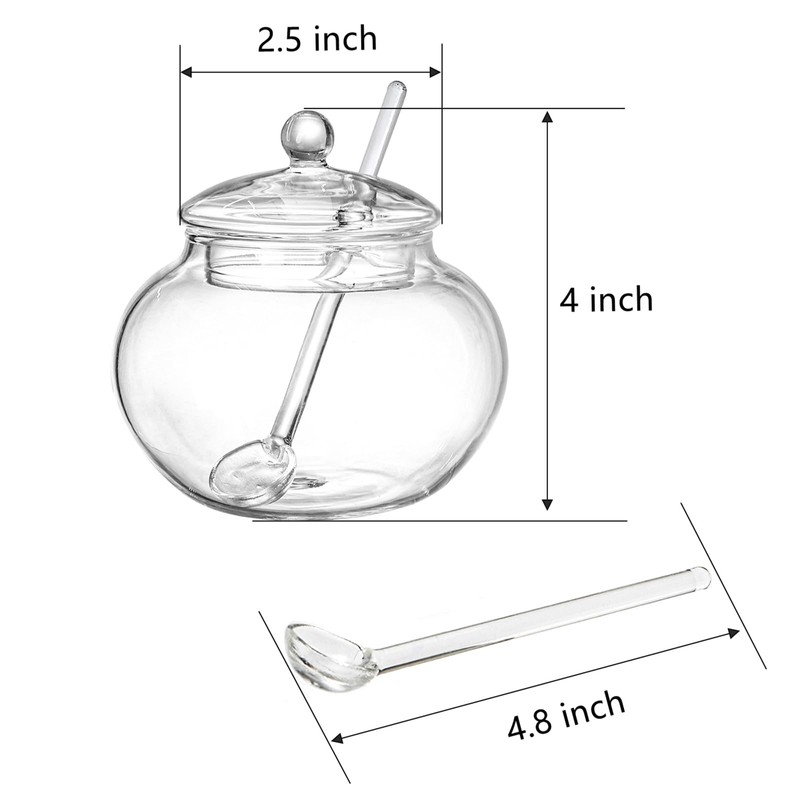 Frcctre Set of 2 Glass Sugar Bowl with Spoon and