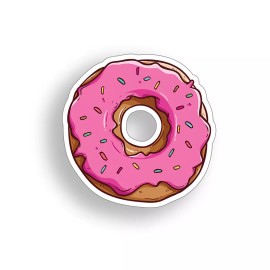 Real Sticky 3 inch Donut Sticker Food Doughnut Cup Tumbler Lunch Box Helmet Cute Vinyl Decal