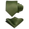 RBOCOTT Olive Green Tie and Pocket Square Necktie Set for