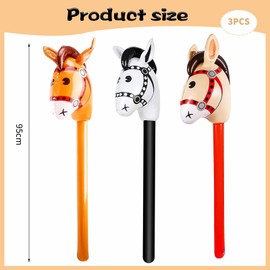 Inflatable Stick Horse 3 Pack 37 Inches Childrens Inflatable Horse Pony Stick Party Favour Props Themed Birthday Parties Inflatable Horse Stick Horse Costume Sticks Party Decoration & Toys