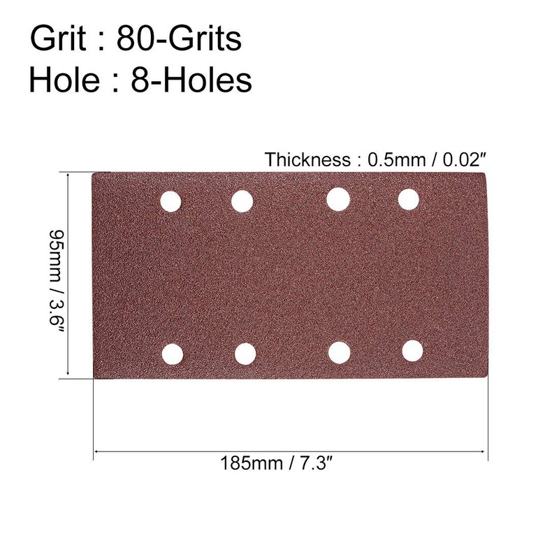 TA-VIGOR 15Pcs Sanding Sheets 80 Grit, 95mm x 185mm Rectangular