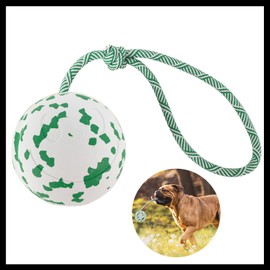 Easing Dog Ball on Rope,Indestructible Chew toys Natural Rubber Dog Toy for Aggressive Chewers Interactive with Pet,Fetch, Catch, Throw and Tug of War Pet
