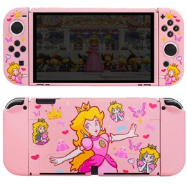 TIKOdirect Dockable Case Compatible with Switch OLED 2021, Cute Protective Soft Cover Full Protection for Switch OLED and Joy-Con Controller, Pink Princess