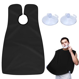 Beard Apron Bib for Beard for Shaving Haircut, Shaving Cape, Non-Stick Hair Catcher Care Cloth with 2 Suction Cups, for Barber, Hair Salon, Gifts for Men, Black