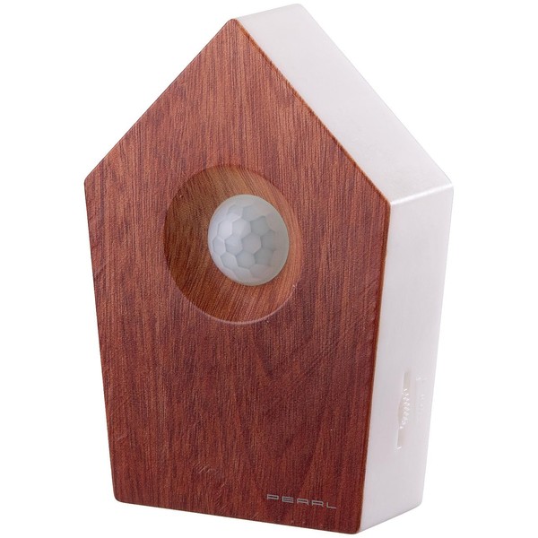 PEARL Vogelgesang-Box mit Bewegungssensor, 120 s Spielzeit, Teak-Holz-Optik