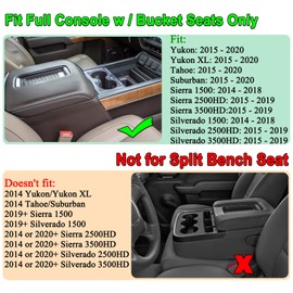 JKCOVER Compatible with Chevy Silverado/GMC Sierra 2014-2018 and Chevy Tahoe Suburban/GMC Yukon 2015-2020 Center Console Organizer Tray Accessories-Full Console w/Bucket Seats ONLY - (Black Trim)