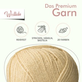 Wollidu Rika Yarn for Crochet and Knitting, 300 g / 798 m, Knitting Yarn, 100% Polyacrylic, Crochet Yarn, Sand