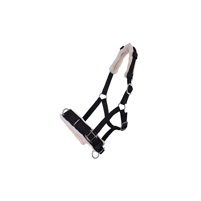 QHP Cavesson / Halter Combination Faux Fur Padding 3 Stainless