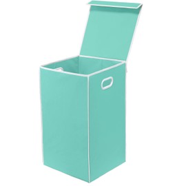 Simple Houseware Single Laundry Basket with Lid, Turquoise