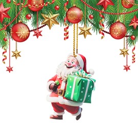 Santa Claus Ornaments 2024 Decoration Hanging Ornament, Santa Claus Acrylic Hanging Holiday Ornament Christmas Tree, Hanging Ornaments Christmas Decor Holiday Party Gifts (Santa Claus D)