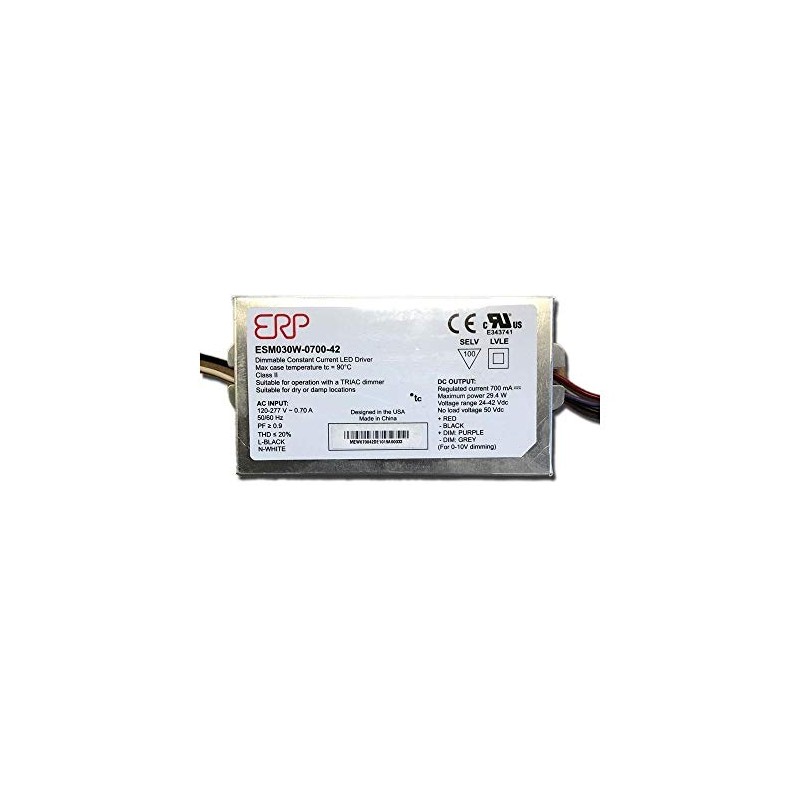 ERP ESM030W-0700-42 LED Power Supplies 120-277 Vac, 87% eff, Rectangular