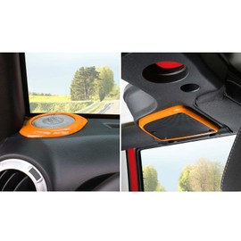 Jimen Compatible with 2015-2018 Jeep Wrangler JK JKU, 4PCS A Pillar Speaker & Roof Top Speaker Cover Interior Trim Accessories (Orange)