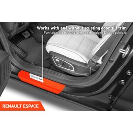 Luxshield Car Door Sill Protector for Renault Espace 6 (VI) I 2023-2025 - Protective Film Car Door Accessories Trim Paint Protection Film Carbon Black