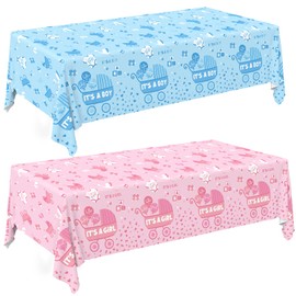 Baby Gender Reveal Party Supplies: 2-Pack Gender Reveal Decorations,Disposable Plastic Tablecloth, Ideal Table Cover for Boy or Girl, Baby Shower Party Decorations