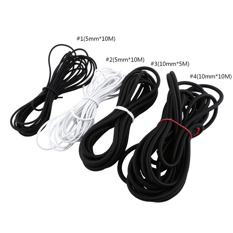 5mm 10mm Black Strong Elastic Bungee Rope Shock Cord Tie